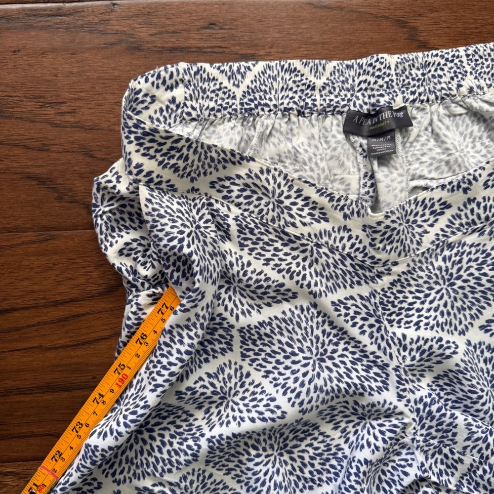 A Pea in the Pod Maternity Pants Rayon Wide Leg Blue White Coastal M - Picture 8 of 14